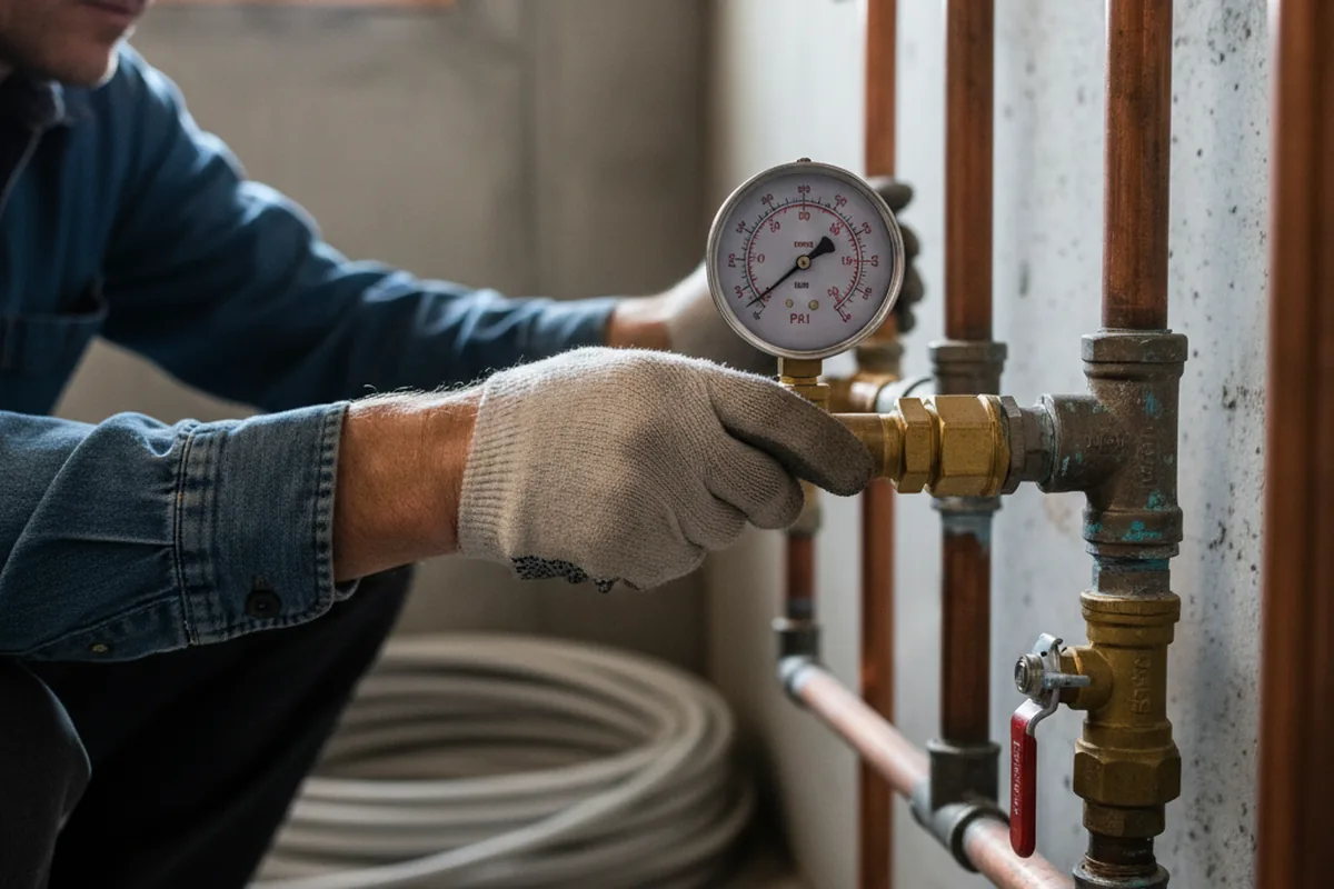 Pressure testing a repaired line during Water Line Repair in Montpelier